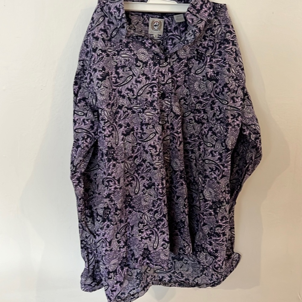 Purple paisley cinch button shirt